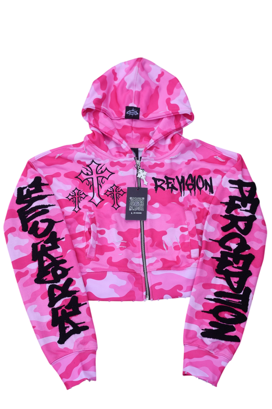 Women's Pink Camo Crop-Top