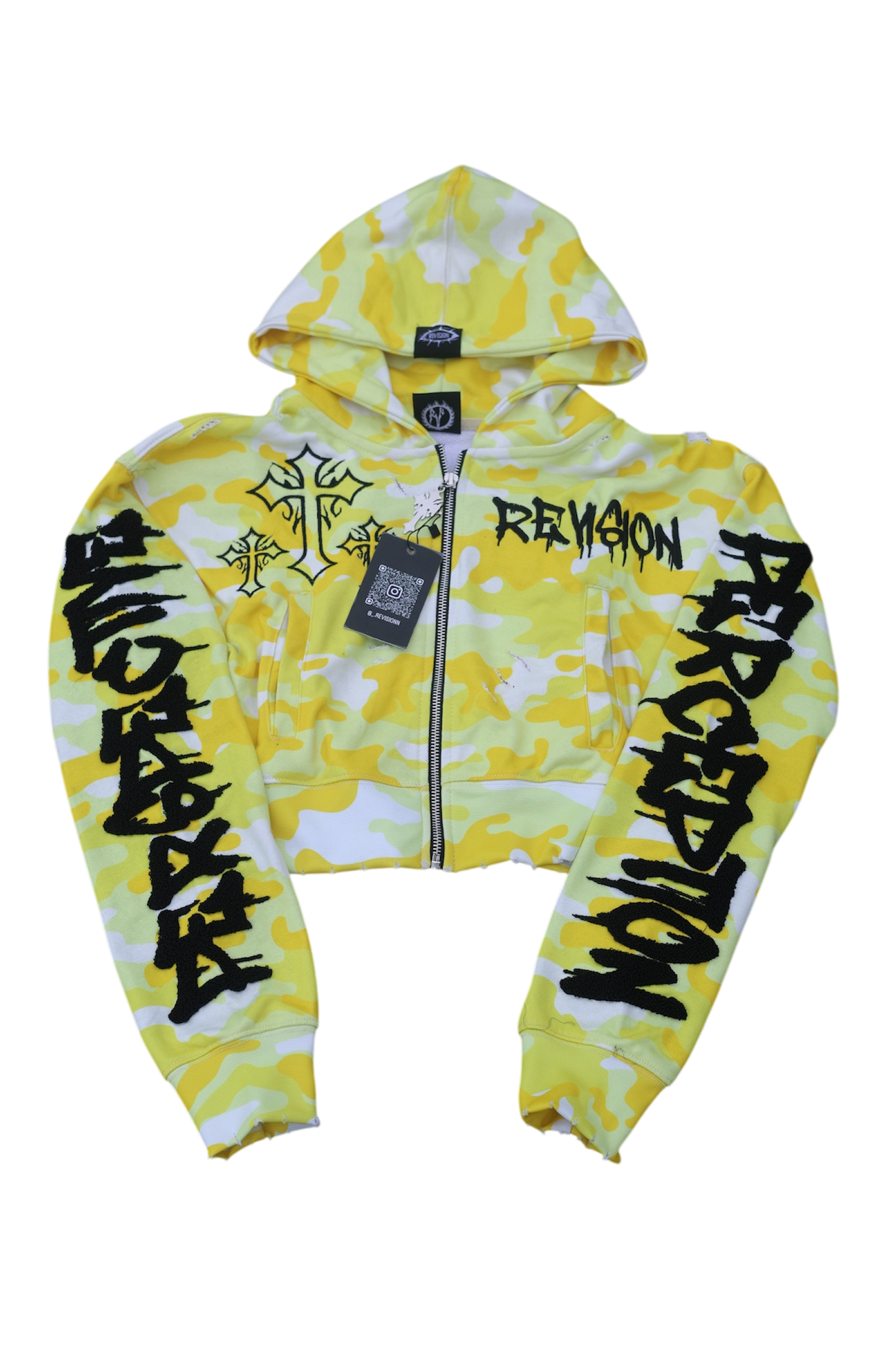 Women's Yellow Camo Crop-Top