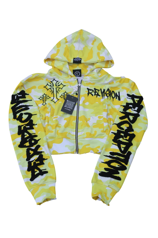 Women's Yellow Camo Crop-Top