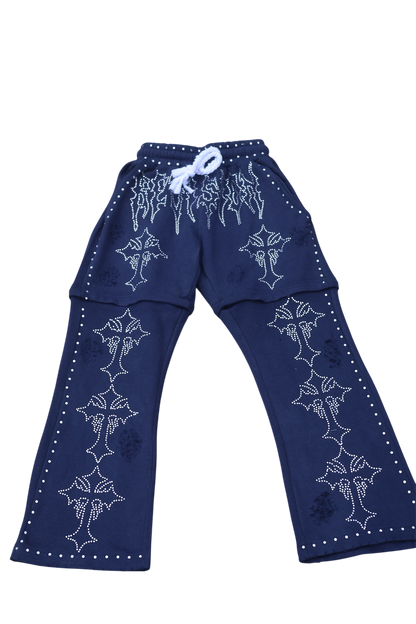 Denim Blue Rhinestone Pants/ Shorts (only)