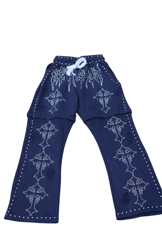 Denim Blue Rhinestone Pants/ Shorts (only)