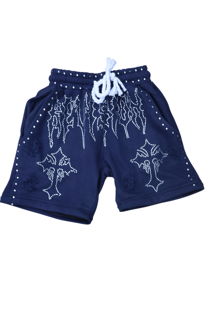 Denim Blue Rhinestone Pants/ Shorts (only)